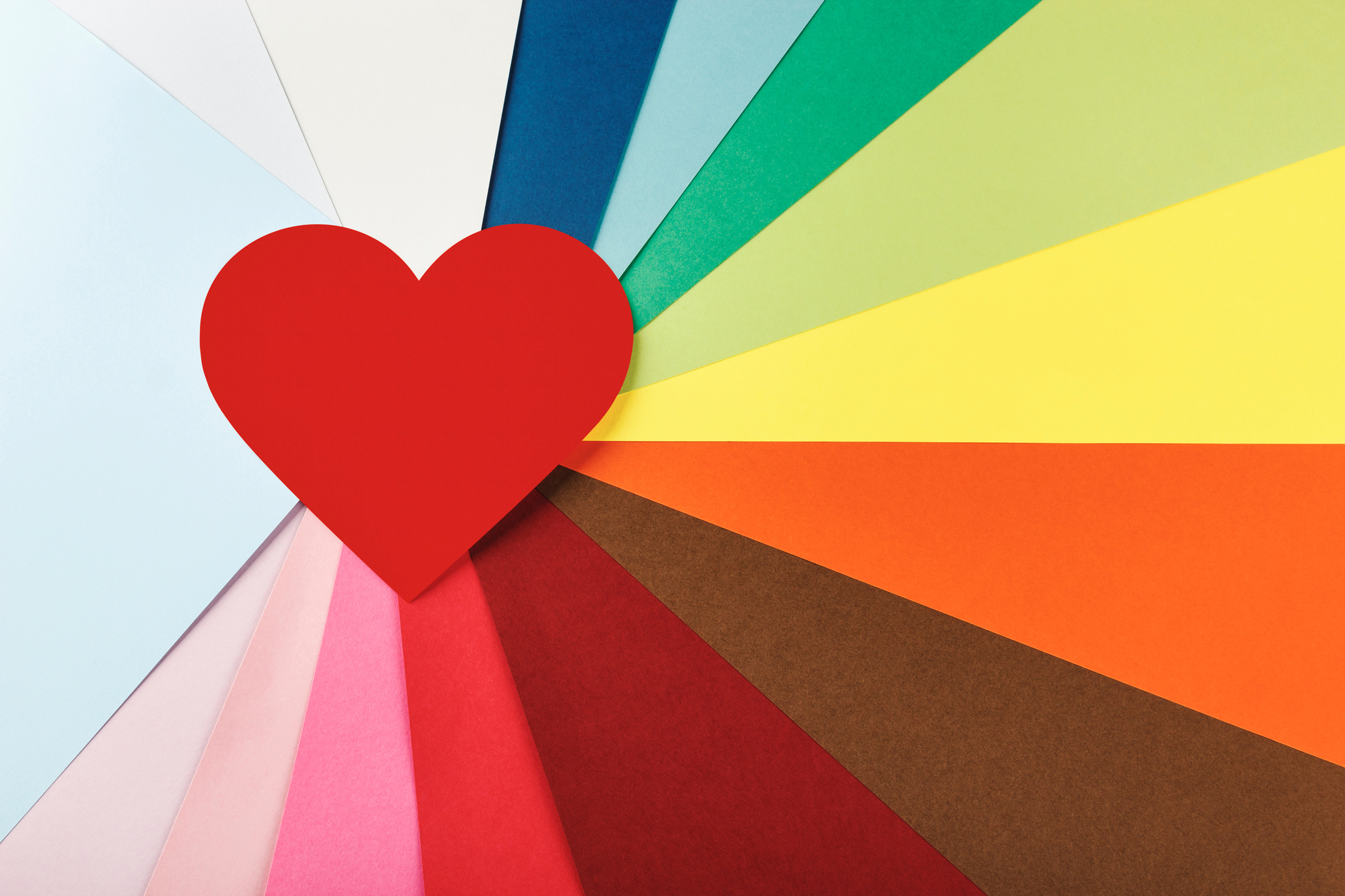 Red Heart on Rainbow Colored Papers